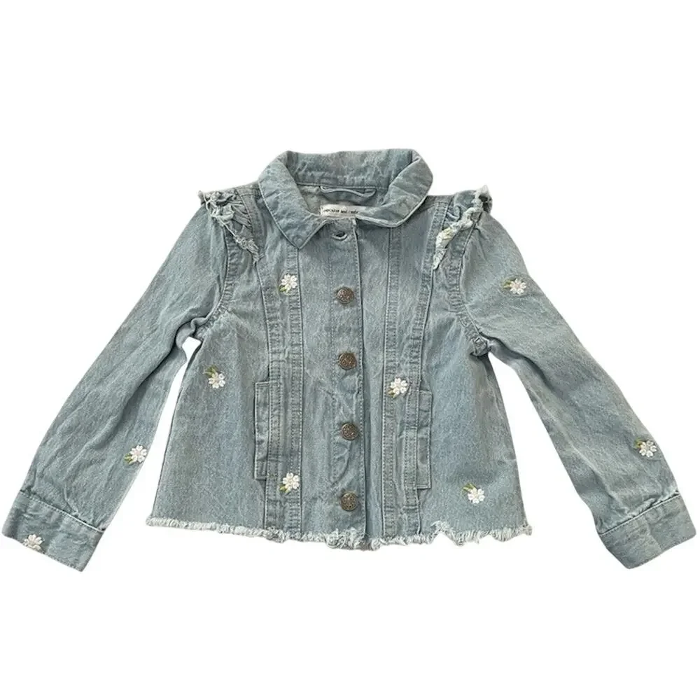Cupcakes And Cashmere Daisy Jean Jacket Size 3T Blue Fringe Boho Cowgirl Casual